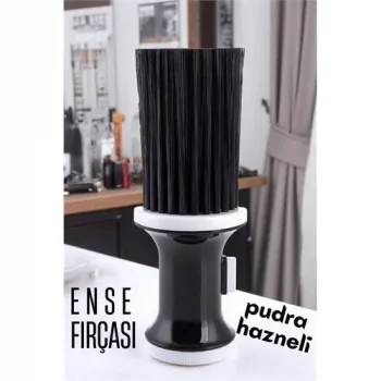 Pudra Hazneli Ense Fırçası Saç Temizleme Fırçası - Berber Temizlik Fırçası- Kuaför Berber Malzemesi