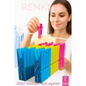 12’li Plastik Mandal Seti – Renkli, Dayanıklı, Çok Amaçlı Tutuş Ustası 722275