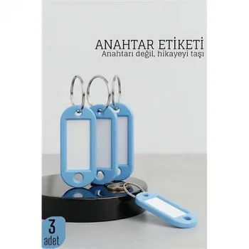 Etiketli 3lü Anahtarlık Halkası – İsim Yazılabilir, Metal Halka ile Şık Tasarım 722421