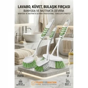 3lü Profesyonel Temizlik Fırçası Seti - Ergonomik Banyo, Lavabo Ve Bulaşık Fırçası 723095