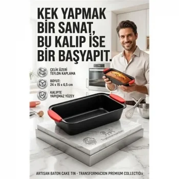 Yanmaz Yapışmaz Baton Kek Kalıbı Silikon Saplı Ekmek Kalıbı 24 Cm Granit Efektli 723135