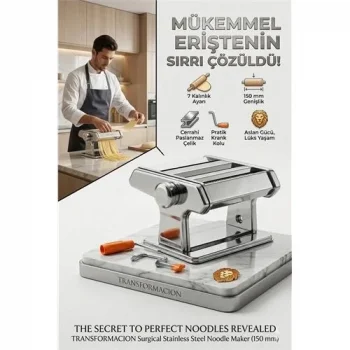 Profesyonel Erişte Ve Makarna Makinesi - 7 Ayarlı Çelik Hamur Açma Spagetti Makinası  723137