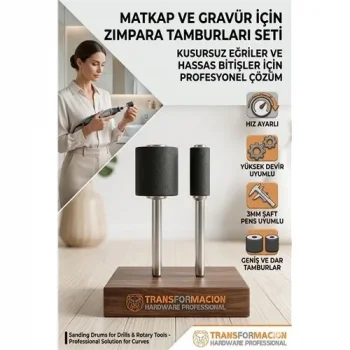 2 Li Set 6.35 Ve 12.7 Mm Zımpara Tamburu Seti - Gravür Matkap Zımparalama Ucu Aparatı 723174