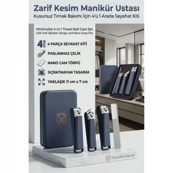 Profesyonel 4ü 1 Arada Manikür Seti, Sıçratmaz Tırnak Makası Ve Nano Törpülü Seyahat Kiti 723208