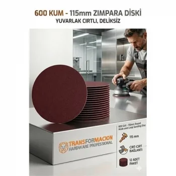 12 Adet 600 Kum Yuvarlak Cırtlı Zımpara Diski 115 Mm Deliksiz Zımpara Kağıdı 723222