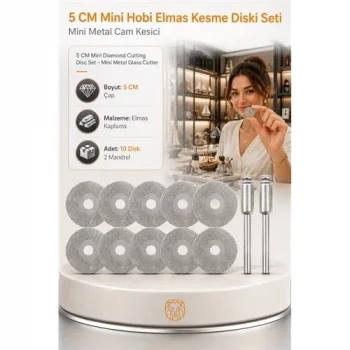 10 Adet 50 Mm Elmas Kesici Disk Seti, Mini Cam Metal Ahşap Kesme Ucu Model 5