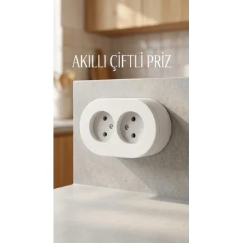İkili Beyaz Topraklı Priz Sıva Üstü Duvar Kullanımı