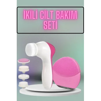İkili Cilt Bakım Seti 5 Başlıklı Yüz Temizleme ve Masaj Aleti Canlandırıcı ve Onarıcı