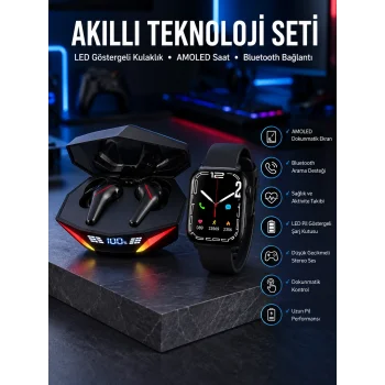İkili Set Dev Kampanya Ucuz Kulaklık Ucuz Akıllı Saat Gürültü Önleyici Uzun Pil Ömrü