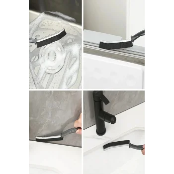 İnce Kıl Temizlik Fırçası Banyo Mutfak Pencere Oluk Klozet Kenarı Kavisli Detay Temizleme Fırçası
