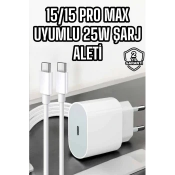 İOS Uyumlu Type-C Girişli Hızlı Şarj 15/15 Pro Max Adaptör ve Kablosu