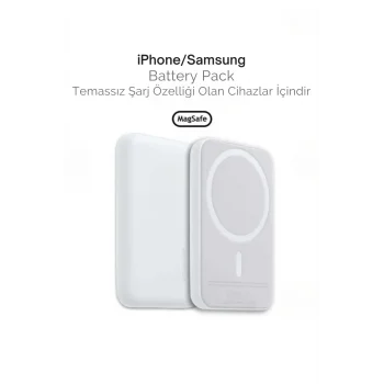 İphone 15 / 16 / 17 Uyumlu Magsafe Kablosuz Powerbank 5000 Mah | Wireless Taşınabilir Batarya Şarj Aleti