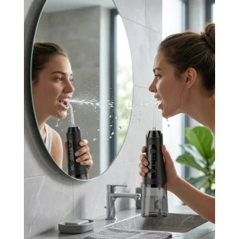 IPX7 Su Geçirmez Şarjlı Ağız Duşu 320 ml Su Tanklı 4 Modlu Temizlik Cihazı