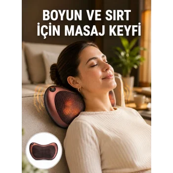 Isıtma Özellikli Derin Yoğurma Masaj Yastığı Priz & Çakmak Girişli Yeni Nesil