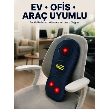 Isıtmalı Bel Masaj Minderi Ev Ofis Araç Uyumlu Titreşimli Destek