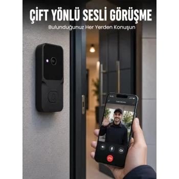 Kablosuz Akıllı Kapı Zili Gece Görüşlü Wi-Fi Güvenlik Kameralı Kapı Zili