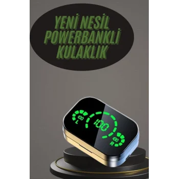 Kablosuz Bluetooth Kulaklık Çift Telefon Destekli Powerbankli Dijital Göstergeli
