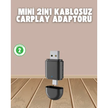 Kablosuz CarPlay Adaptörü – USB-A & Type-C Uyumlu Hızlı Bağlantı Cihazı