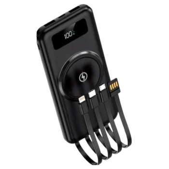 Kablosuz Çoklu Şarj Girişli 10.000 Mah Kablolu Powerbank Taşınabilir