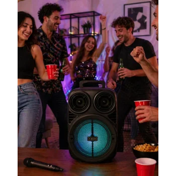 Kablosuz Karaoke Hoparlör Mikrofonlu RGB Işıklı 6.5 İnç Bluetooth Speaker Taşınabilir