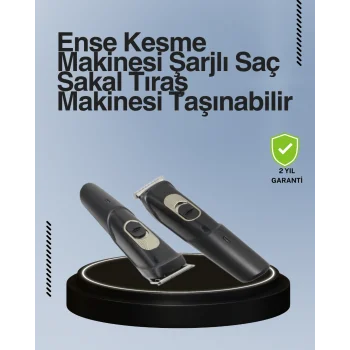 Kablosuz, Paslanmaz Çelik lı Profesyonel Saç ve Sakal Tıraş Makinesi – Sessiz, Güçlü ve Ergonomik