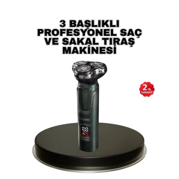 Kablosuz Profesyonel Erkek Bakım Seti – 3 Başlıklı, 3D Akıllı Kesim, Taşınabilir