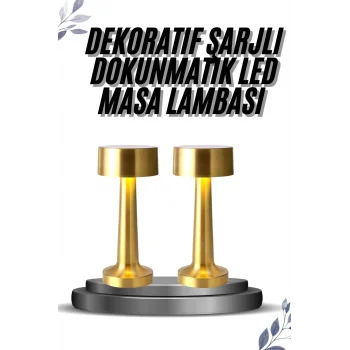 Kablosuz Renkli Masa ve Gece Lambası Altın Rengi Dokunmatik Led Lamba