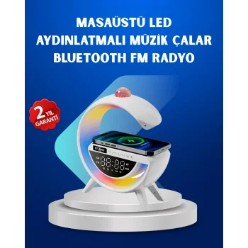 Kablosuz Şarjlı Dijital Saat RGB Işıklı Bluetooth Hoparlör Çok Fonksiyonlu