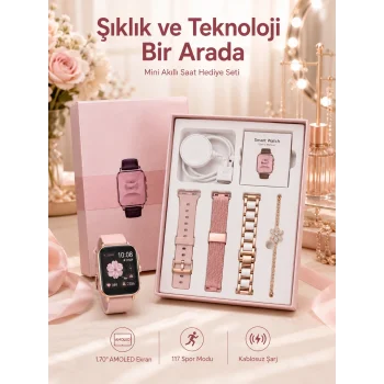 Kadınlar İçin Dokunmatik Ekran Akıllı Saat ve  Kablosuz Bluetooth Kulaklık ANC Özelliği