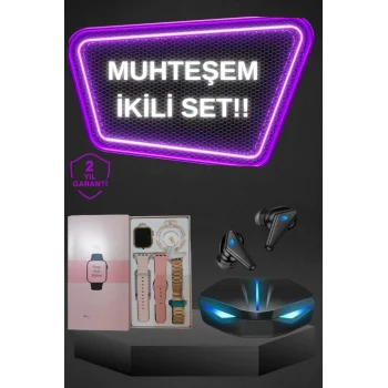 Kadınlar İçin Dokunmatik Ekran Akıllı Saat ve  Kablosuz Bluetooth Kulaklık ANC Özelliği