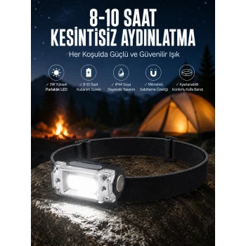 Kafa Lambası Kamp Feneri Balıkçı Feneri Başlıklı Suya Dayanıklı