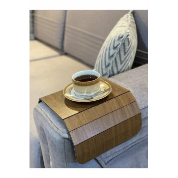 Kahverengi Koltuk Kenarı Ahşap Kaymaz Tepsi