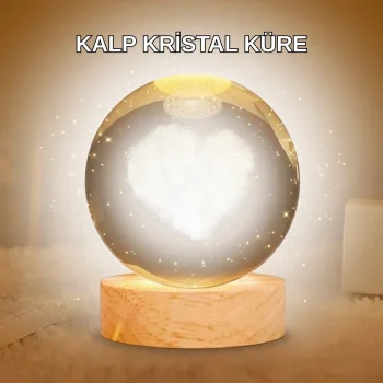 Kalpli LED Işıklı Cam Küre Büyük Boy Kristal Tasarım
