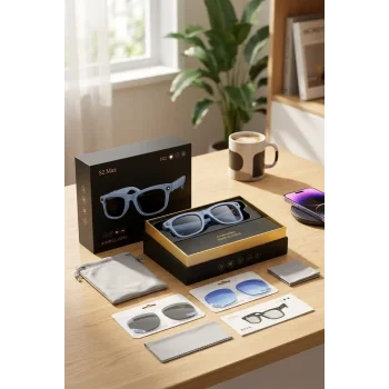 Kamera Mikrofonlu Mor Akıllı Gözlük Şık Çerçeve Bluetooth Bağlantılı Premium