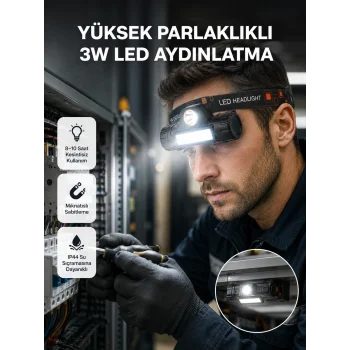 Kamp ve Doğa İçin Şarjlı LED Baş Feneri – Mıknatıslı, Su Geçirmez