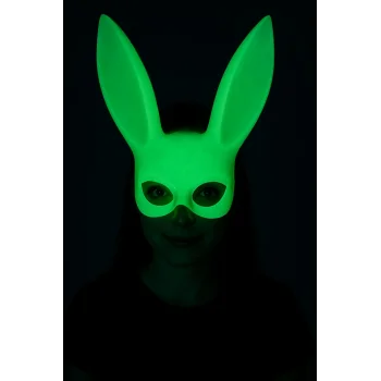Karanlıkta Parlayan Fosforlu Tavşan Maskesi – Glow Bunny Masquerade Maske (32x22 cm)