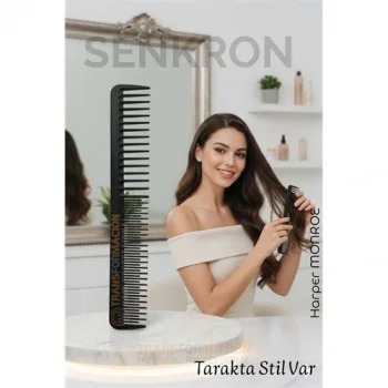 Karbon Plastik Saç Kesim Tarağı – 17.2 cm, Kuaför ve Kişisel Kullanıma Uygun