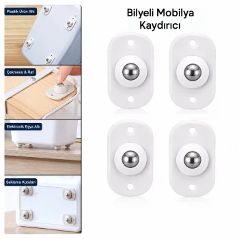 KARTELALI 4PCS TEK BİLYA TEKERLEKLİ MOBİLYA EŞYA TAŞIMA APARATI 360° 8KG TAŞIMA KAPASİTE (5047)