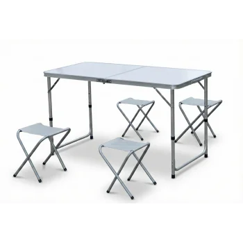 Katlanabilir Alüminyum Kamp Masa 4lü Tabure Seti