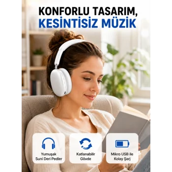 Katlanabilir Bluetooth V5.0 Kablosuz Kulaklık | 400 mAh, Gürültü Azaltma Yeni Nesil