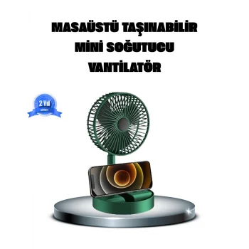 Katlanabilir Şarjlı Mini Fan 3 Kademeli Hız Ayarlı Taşınabilir