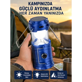 Katlanabilir USB Çıkışlı Kamp Feneri – Şarj Edilebilir, Dayanıklı ve Çok Fonksiyonlu