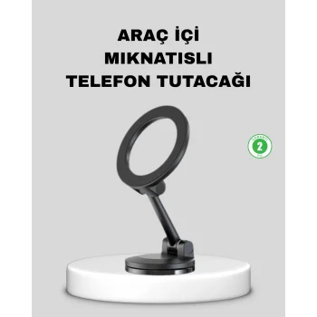 Katlanır Manyetik Araç İçi Telefon Tutucu – 360° Dönebilen, MagSafe Uyumlu, Güçlü Mıknatıslı Tasarım