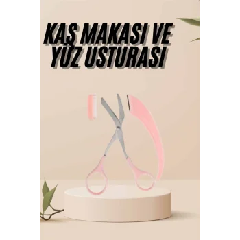 Kavisli Kaş Kirpik Düzeltici Bıyık Alma Taraklı Kaş Makası Yüz Bakım Seti Makas