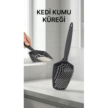 Kedi Kumu Eleme Küreği Yumuşak Sap Ve Dar Kenar Tasarımıyla Temizlik İçin Uygun