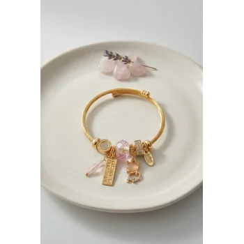 Kedili Model Pembe Charmlı Bileklik