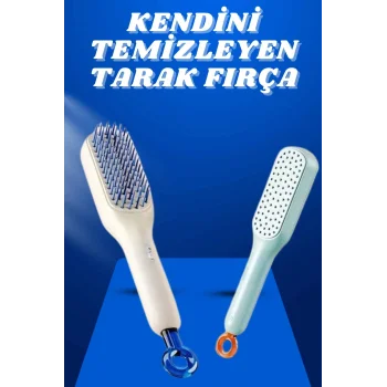 Kendi Kendini Temizleyen Otomatik Tuşlu Saç Tarağı Dolaşık Açıcı Masaj Fırçası Silikon Fırça