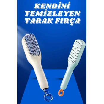 Kendi Kendini Temizleyen Otomatik Tuşlu Saç Tarağı Dolaşık Açıcı Masaj Fırçası Silikon Fırça