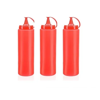 Ketçap Şişesi - 1000ML Dev Boy Kırmızı 3 Adet