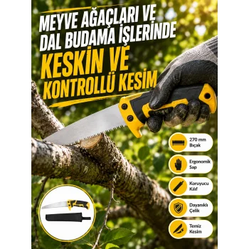 Kılıflı Budama Bahçe Testeresi 270 mm Düz lı